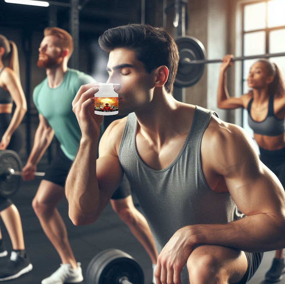 sniffing smelling salts at the gym